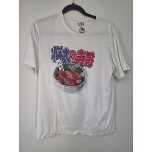 Uniqlo Graphic T-Shirt Size M White Crew Neck Short Sleeve Casual Tee Top